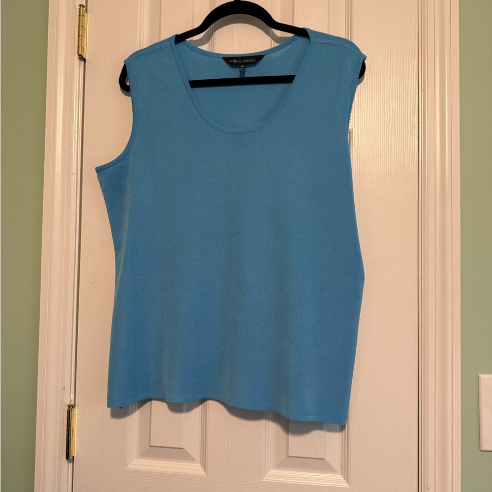 Ming wang Light Blue Sleeveless Top